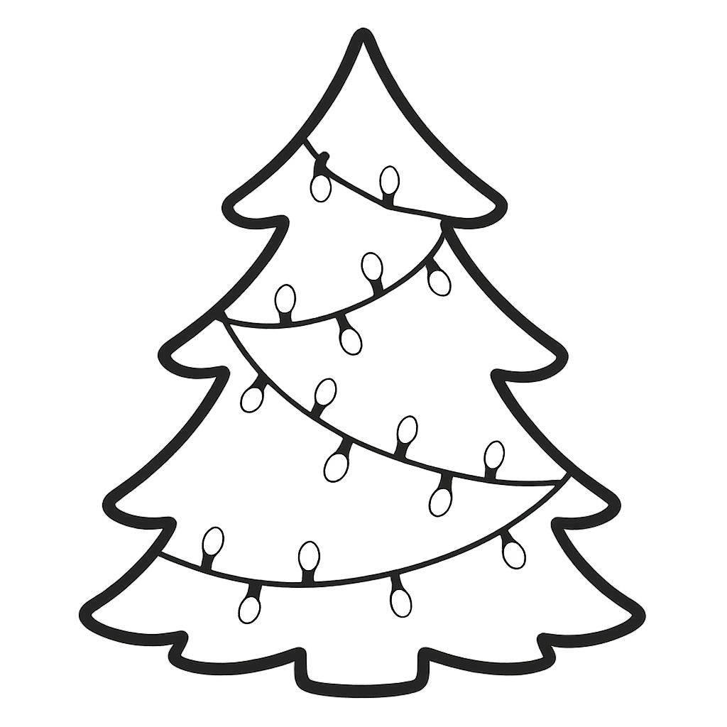 Christmas tree lights and black and white