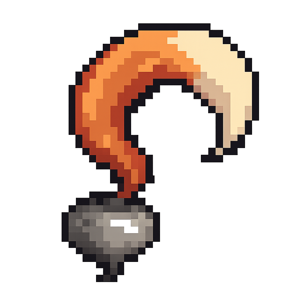 8bit pixel art style, small grey metal turnip with no leaves positionned in the bottom left corner and a large fox tail sprouting from the top of the turnip instead of the leaves , swirling counter clockwise from the turnip to the tip of the tail and taking most of the picture space