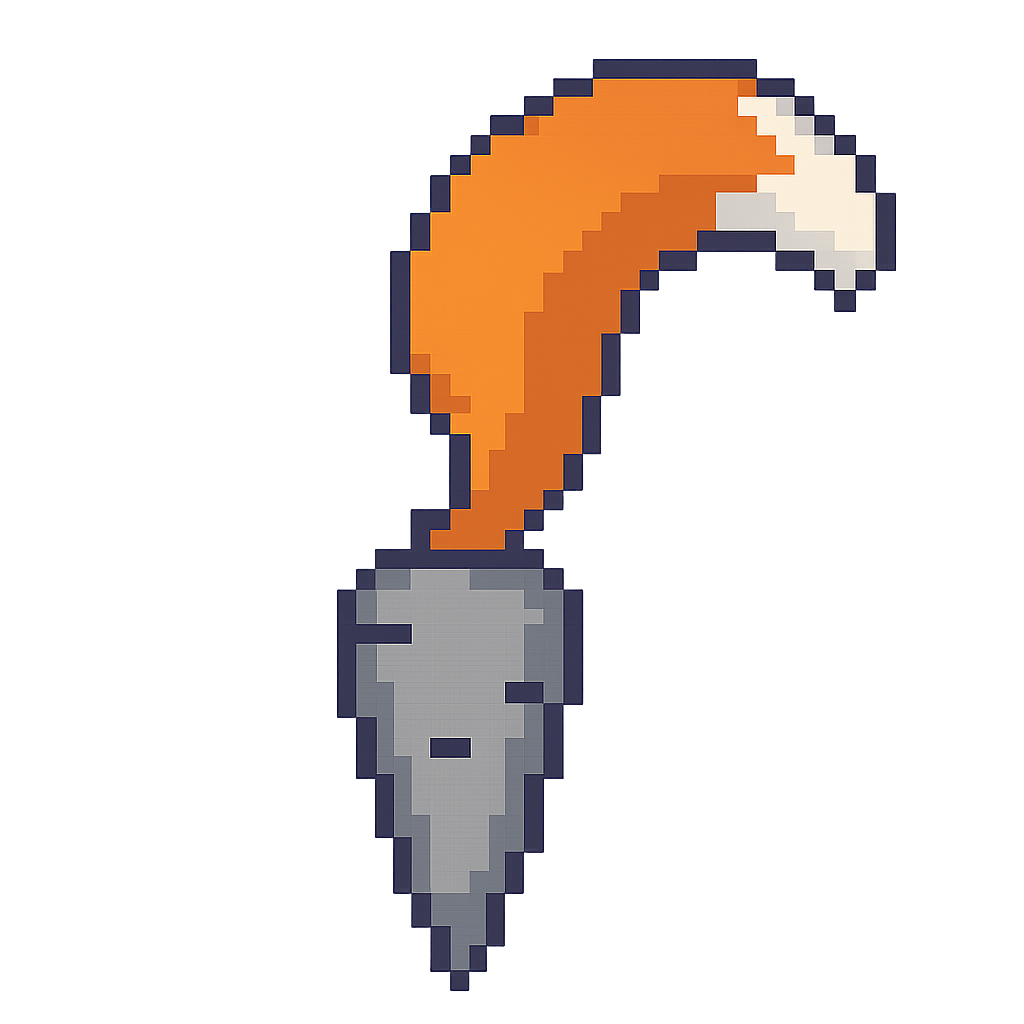8bit pixel art style, large fox tail sprouting from the top of a grey carrot
