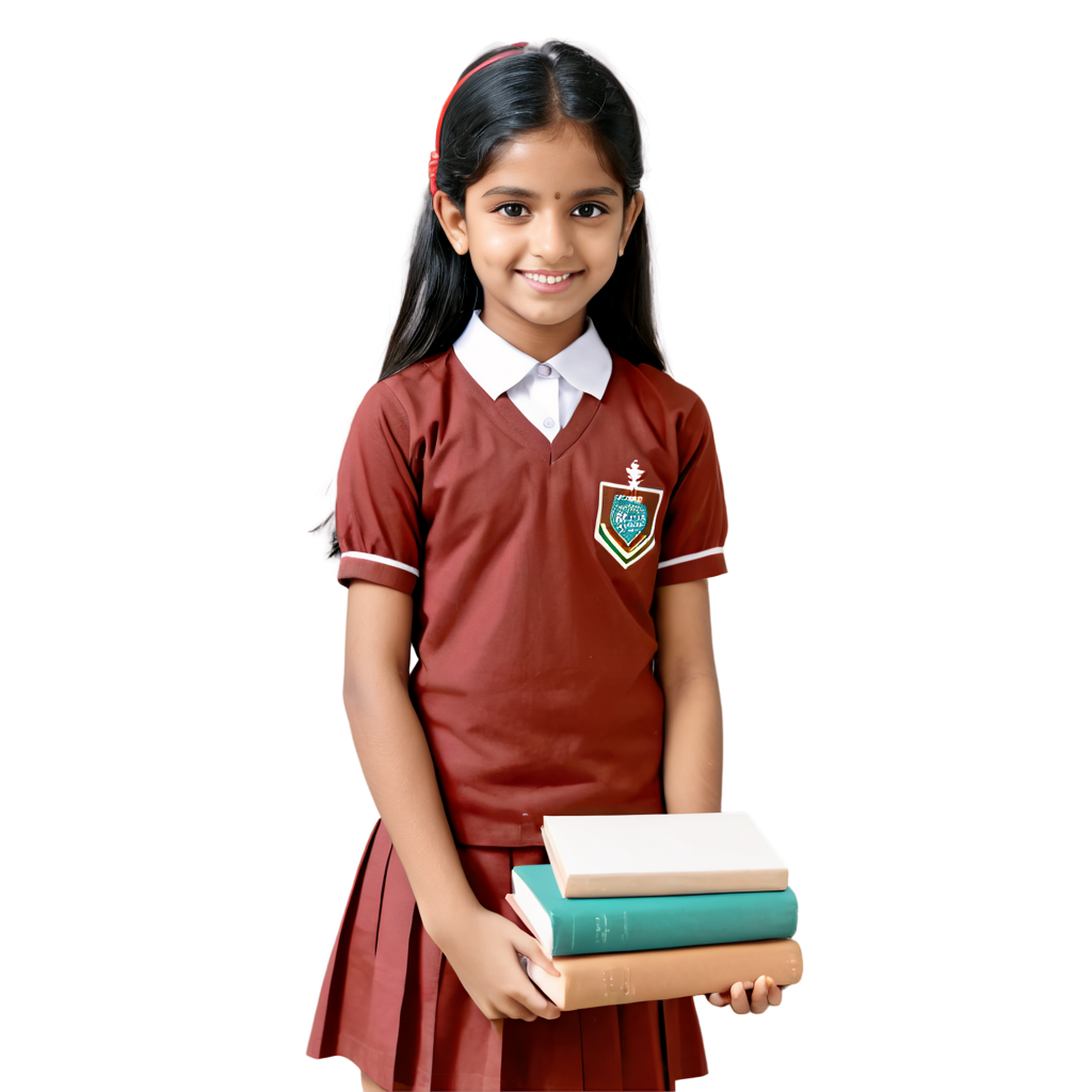 indian school girl Student with Books