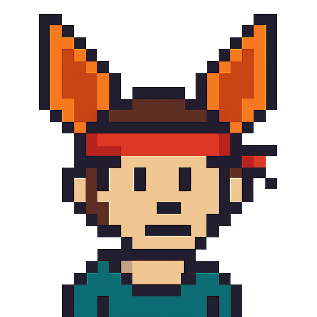 8bit style, head band with large fox ears