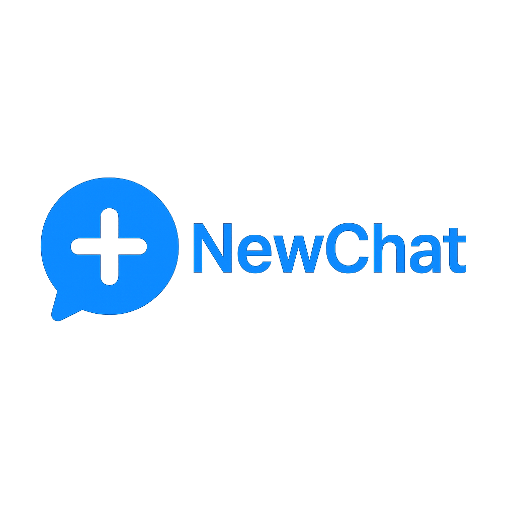 I want to generate an image of NewChat logo the theme should be blue and background color should be none and in the moddle of the image keep plus sign in white color