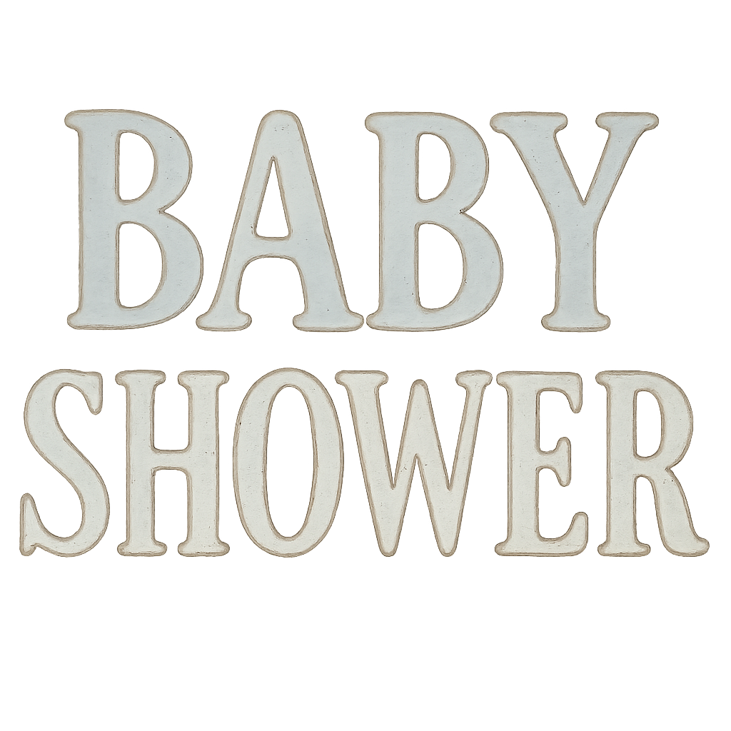 watercolor vintage hand-lettered text "BABY SHOWER", uppercase letters, soft pastel blue beige and brown tones, elegant baby style, gentle texture, hand-painted watercolor typography, transparent background, high quality