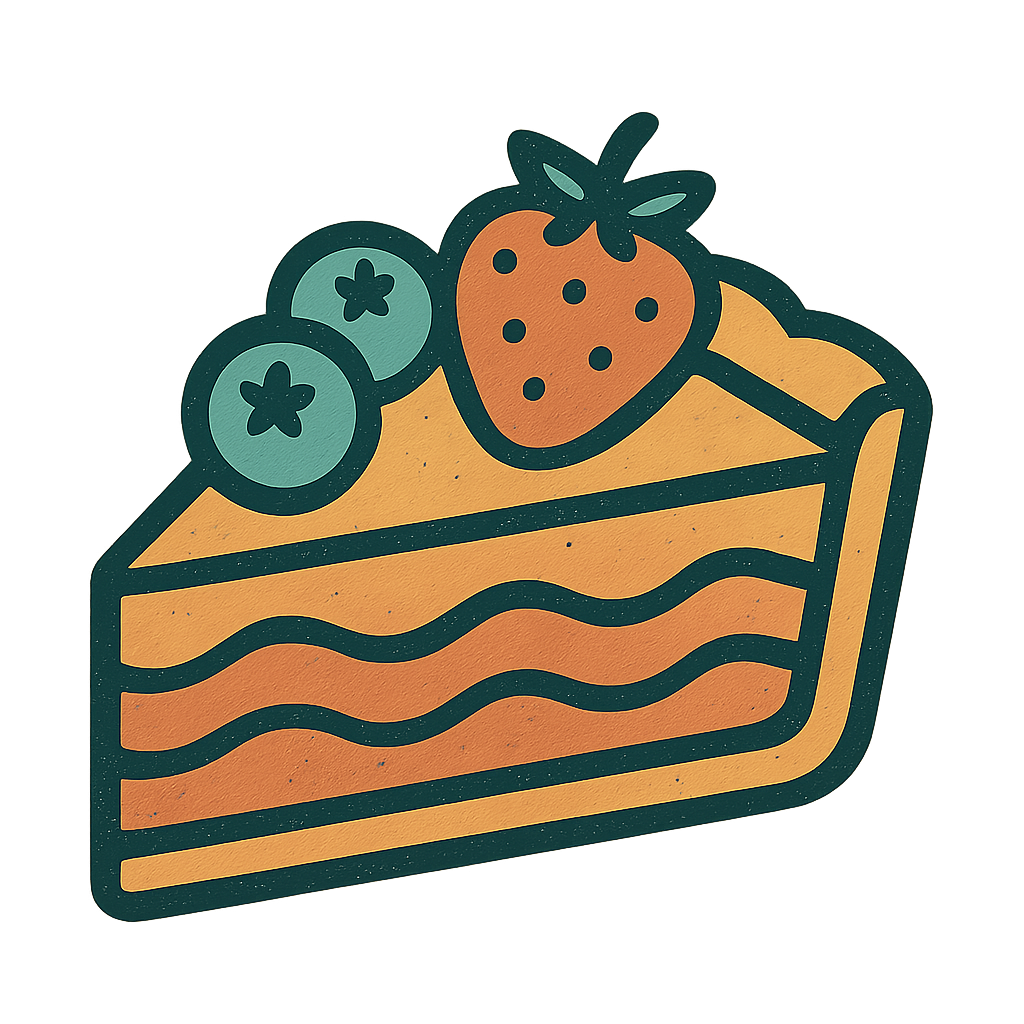 a retro piece of pie with some fruit on top icon