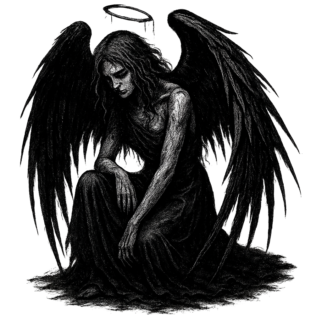 fallen angel gothic black ink art