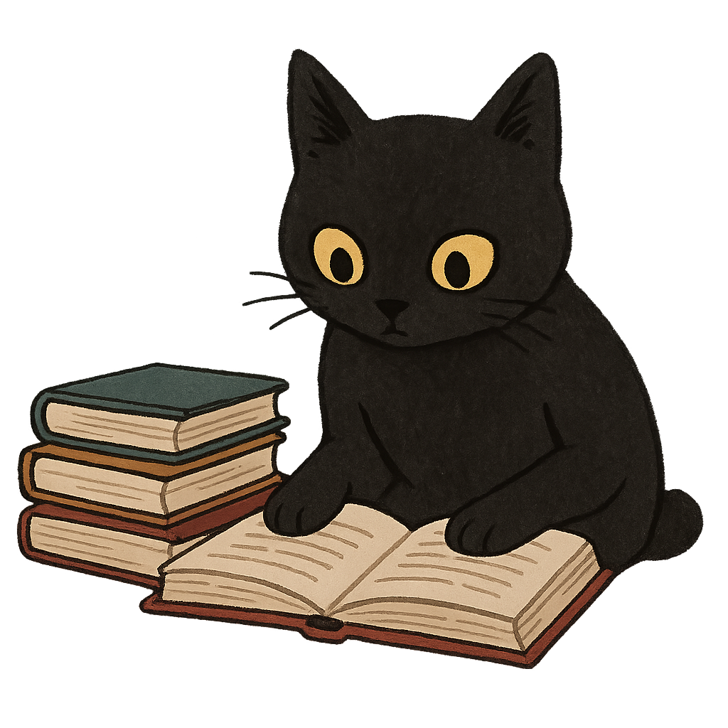 black cat reading books