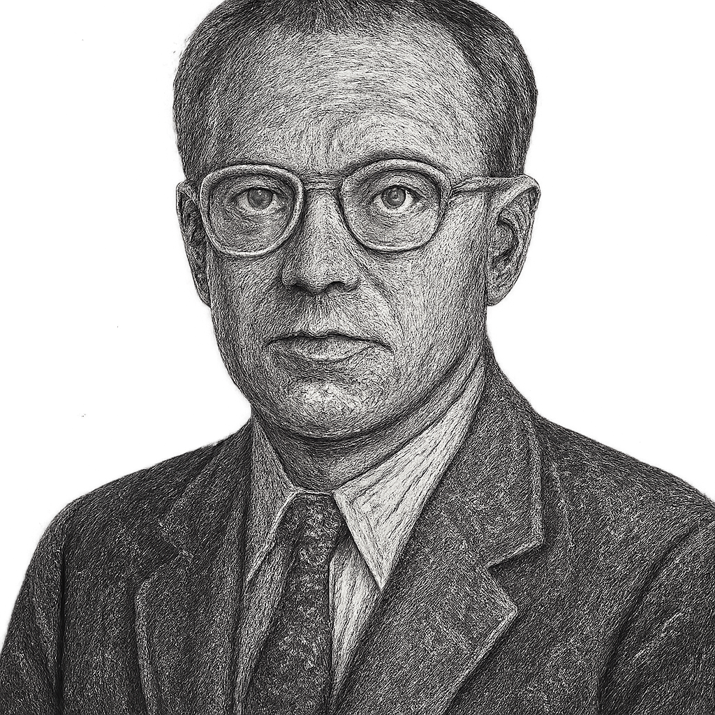 "Create a chalk drawing of a middle-aged man resembling David Ausubel, likely in his 40s or 50s. He has short, neatly styled hair that is receding slightly at the temples, appearing light-colored, possibly graying or light brown, suitable for a black and white rendering.  He wears eyeglasses with a rectangular aviator-style frame. His medium-sized eyes have visible pupils, and his nose is of average size and straight. His thin lips are slightly closed, giving him a neutral expression with a hint of seriousness, as he looks directly at the viewer. His chin is somewhat rounded, and his fair-toned skin has visible texture.  Dress him in a suit jacket made of textured material, possibly wool, over a collared shirt. He is also wearing a patterned tie featuring a mix of dark and light designs. Ensure the image has a transparent background and reflects a chalk drawing style."