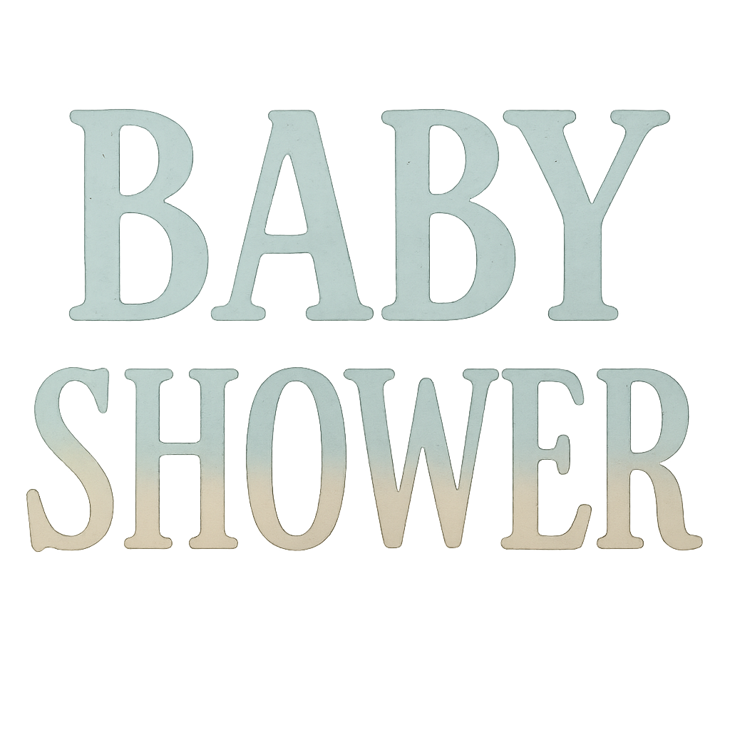 watercolor vintage hand-lettered text "BABY SHOWER", uppercase letters, soft pastel blue beige and brown tones, elegant baby style, gentle texture, hand-painted watercolor typography, transparent background, high quality