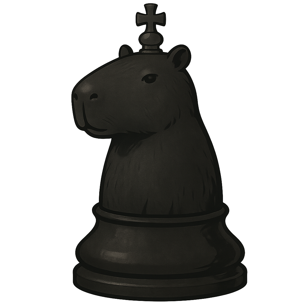 génère moi un roi du jeu d'échec mais en mode capybara en t'inspirant de celui pour la reine que tu m'as déja généré(plein et de couleur noir)