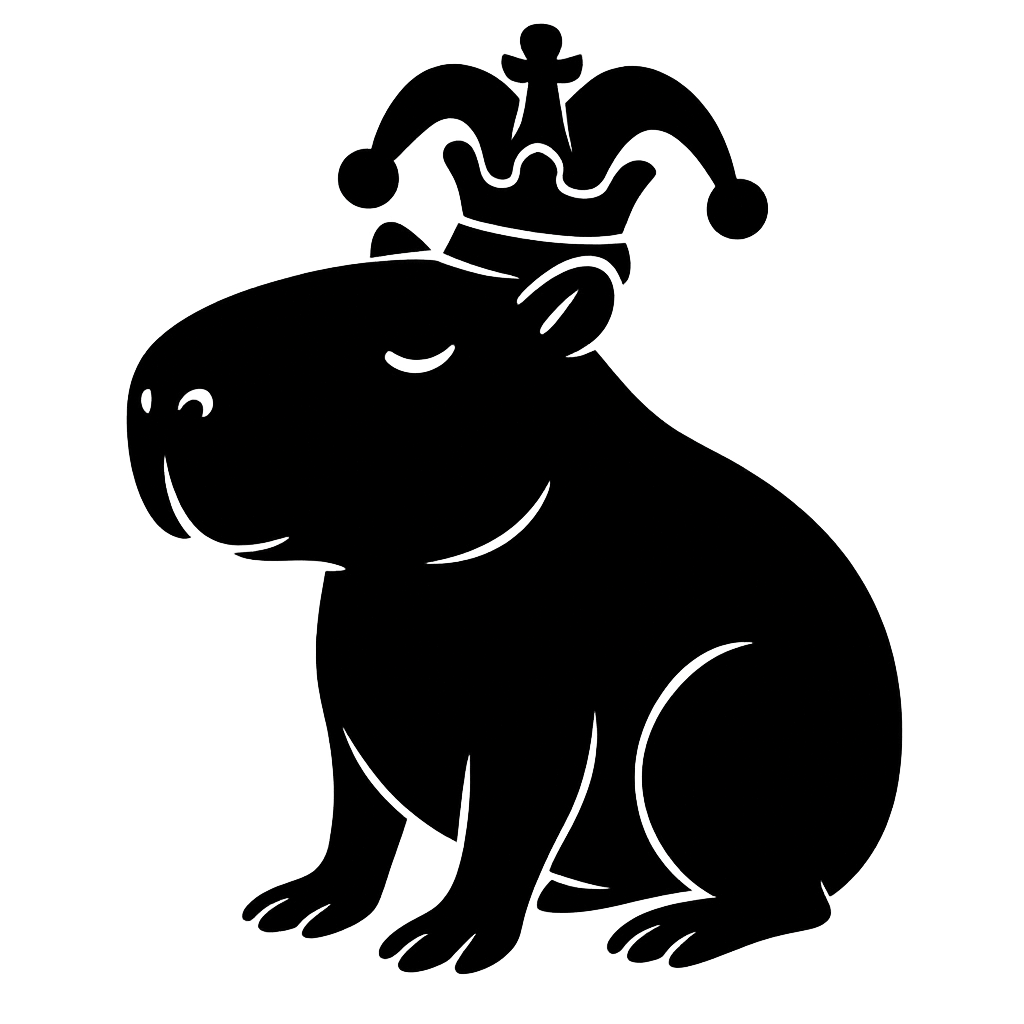 génère moi un fou du jeu d'échec mais en mode capybara (plein et de couleur noir)