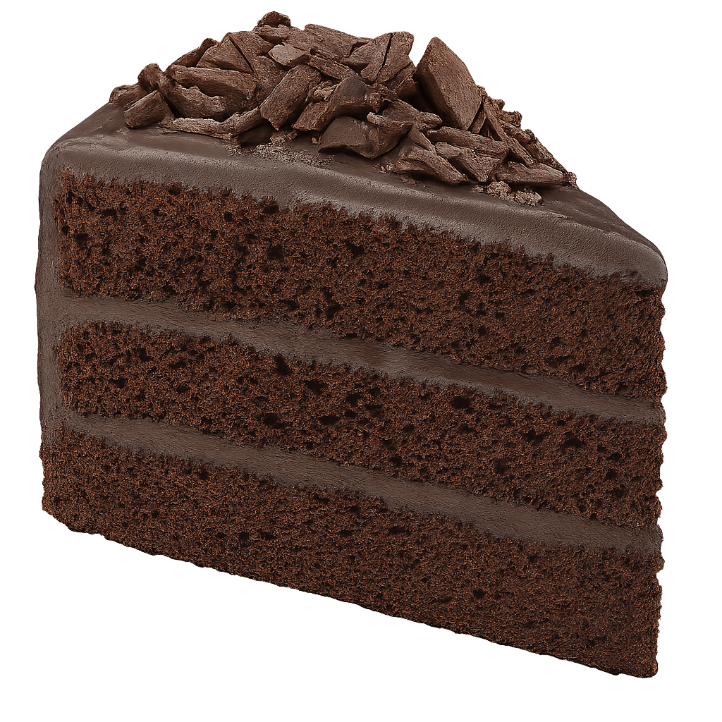 High resolution photo of chocolate cake with background removed