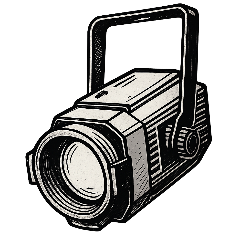 comic ilustration of a light beam fixture without light