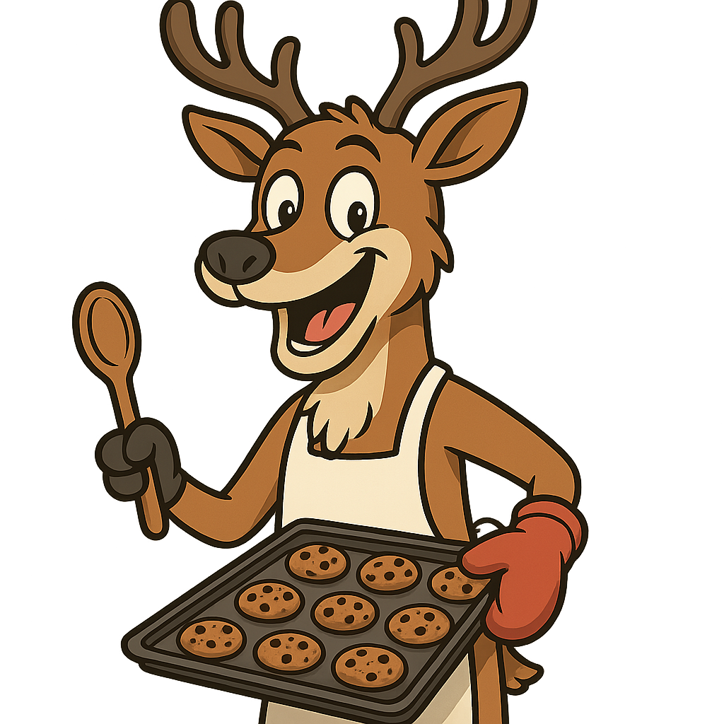 A DEER BAKING COOKIES FUNNY