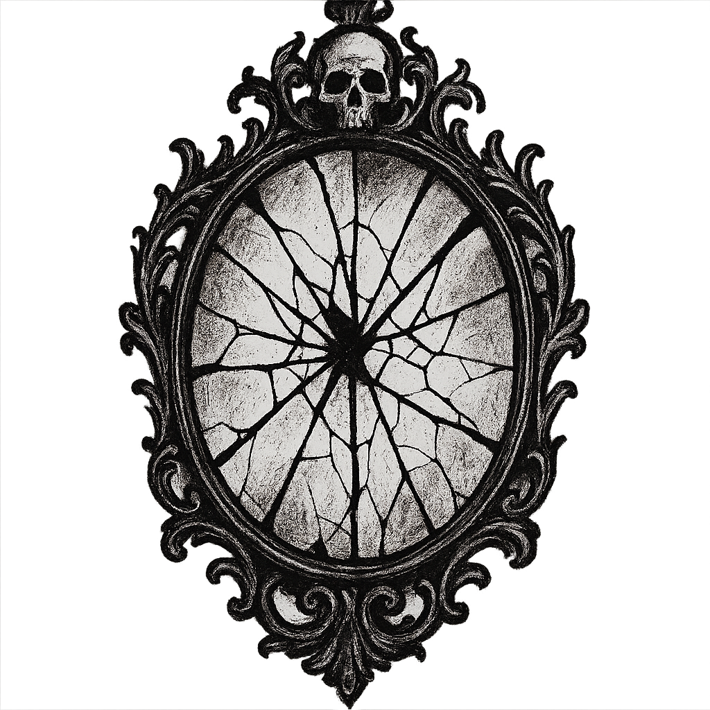 broken mirror gothic black ink art