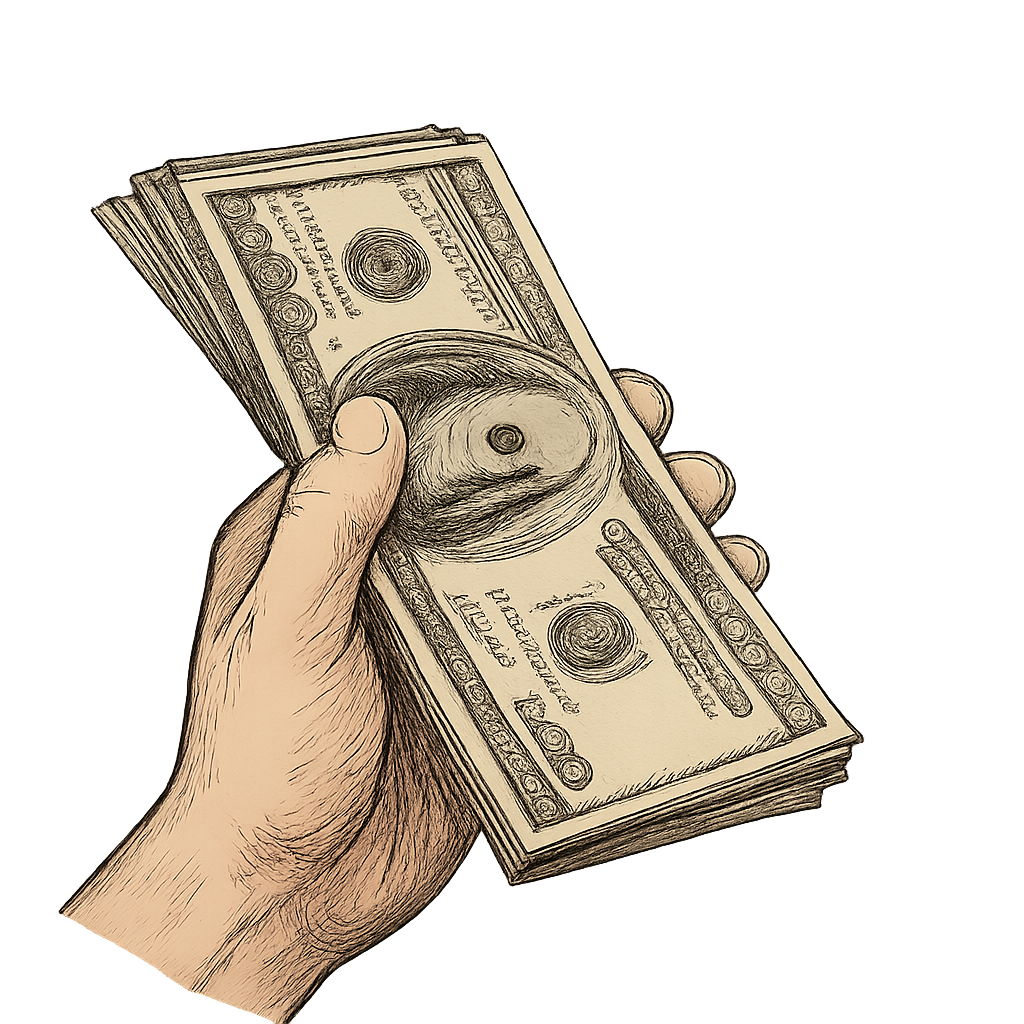 A hand holding money