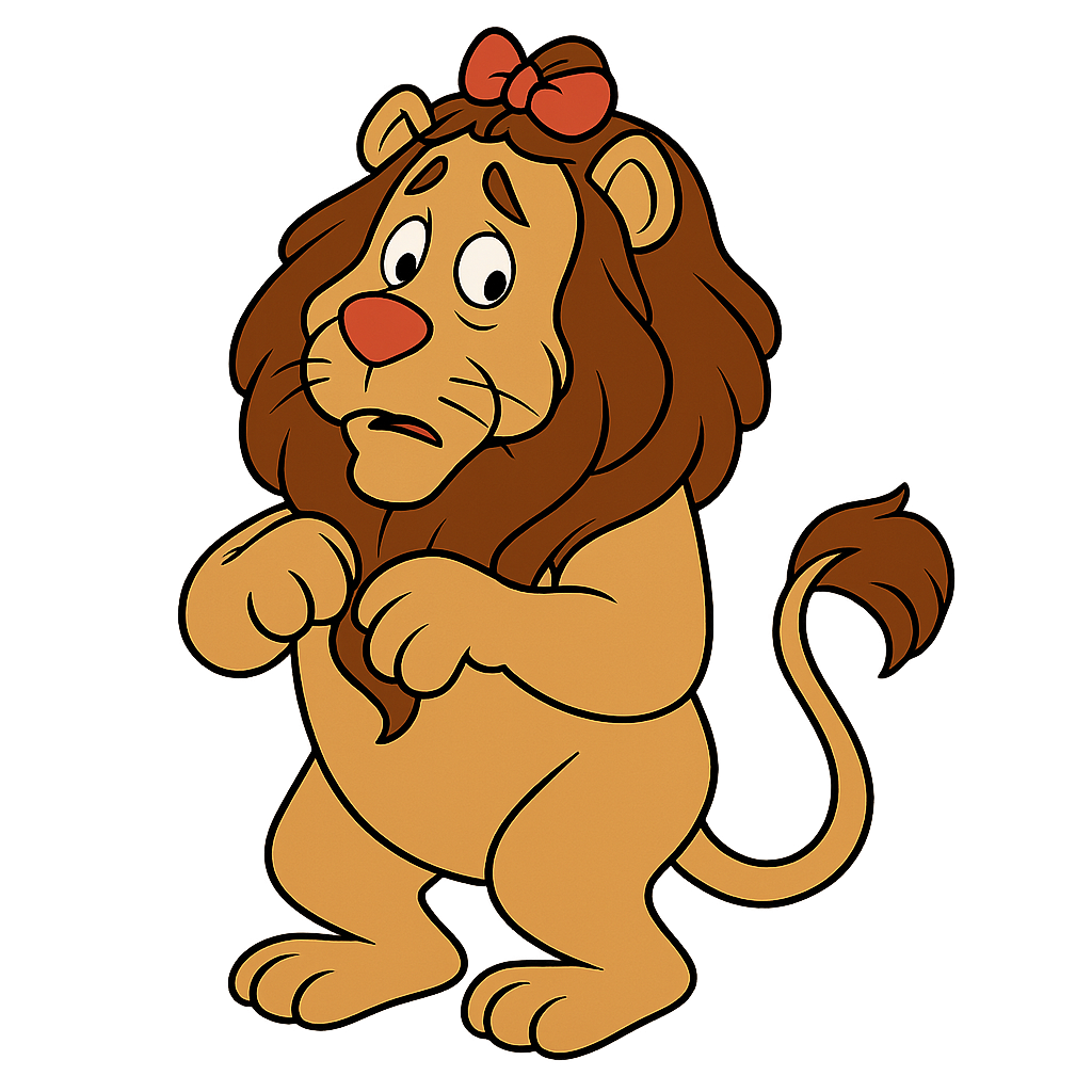 gimme a PNG of the cowardly lion from the wonderful wizard of oz and it should be a little cartoon style with no background