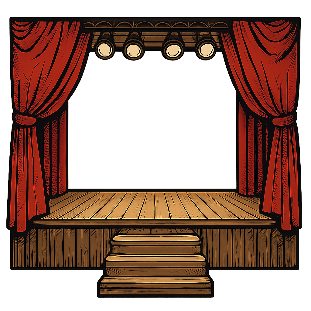 comic ilustration of a stage