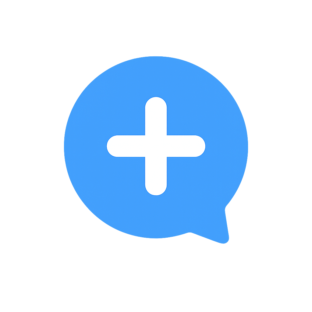 I want to generate an image of NewChat logo the theme should be blue and background color should be none and in the moddle of the image keep plus sign in white color, dont keep any written part only I want the logo