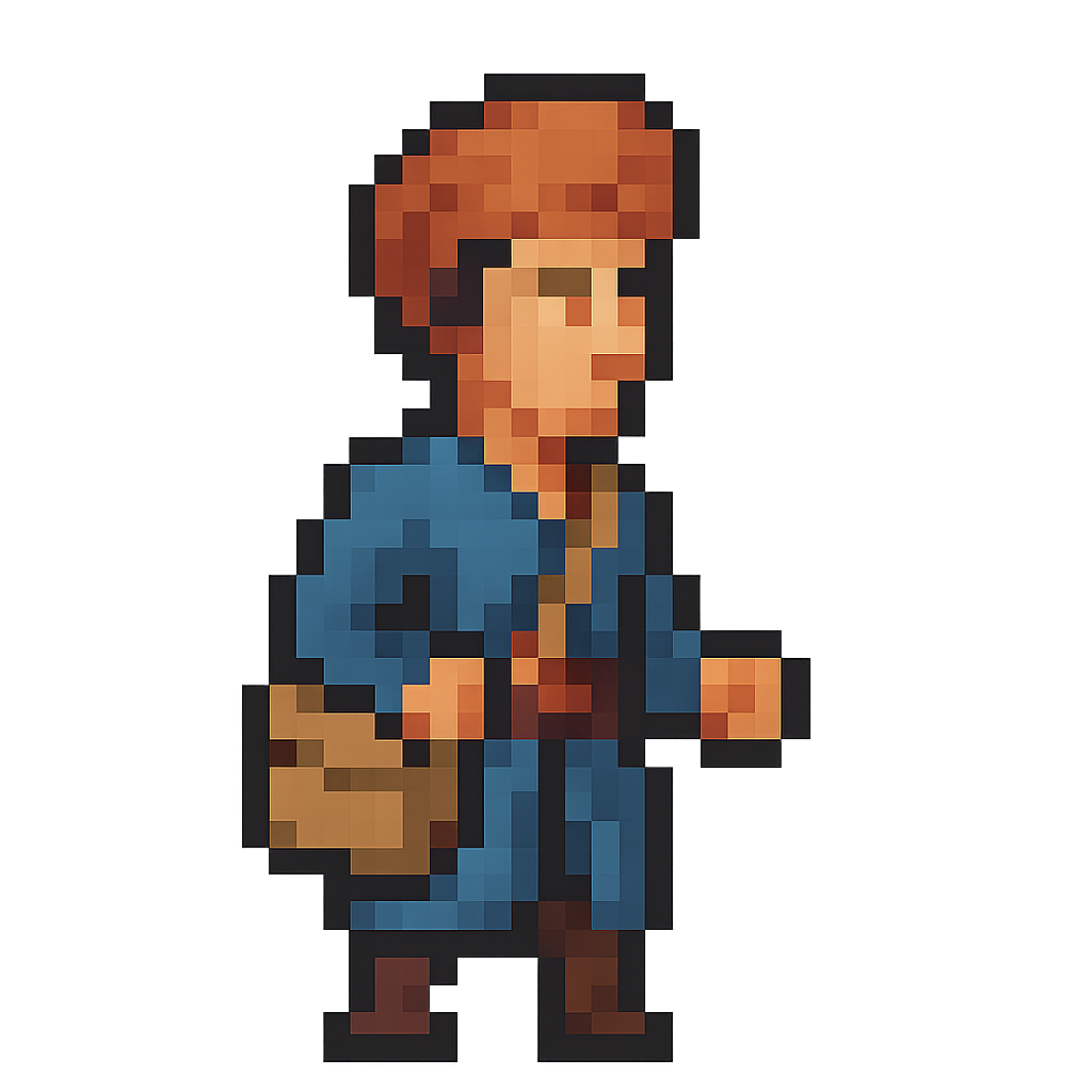 create a 32x32 pixel sprite of a young safavid courier
