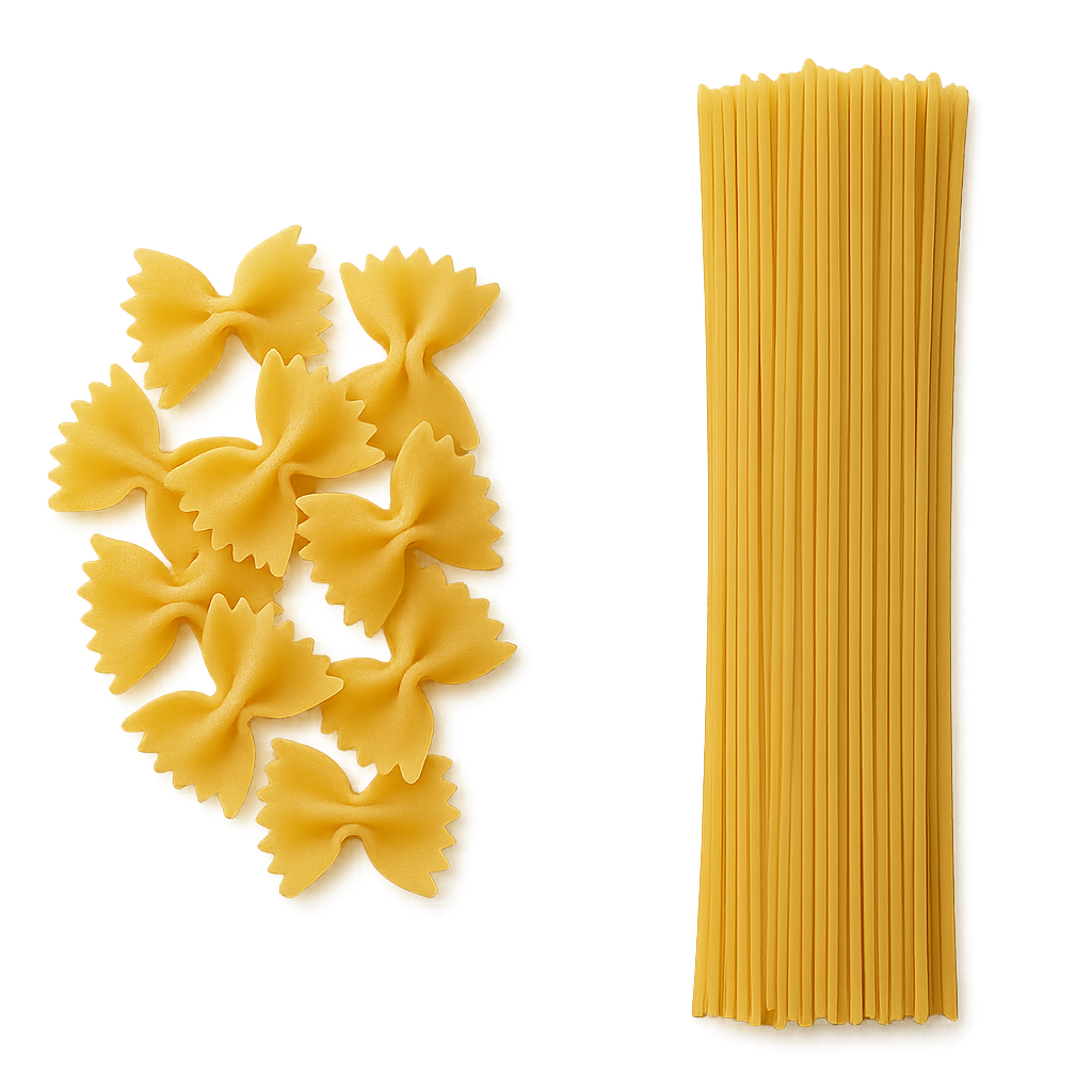 pasta being compared to spagetti