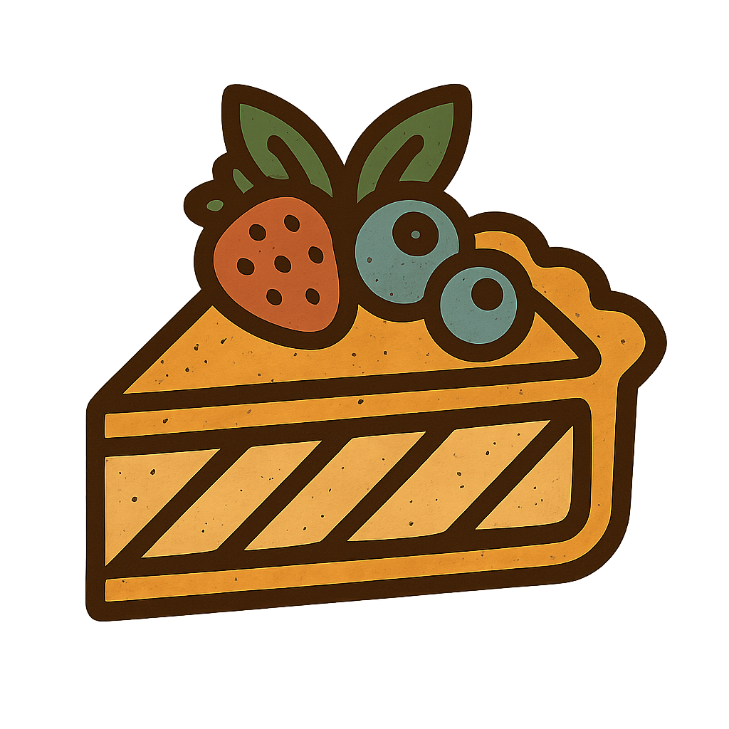 a retro piece of pie with some fruit on top icon