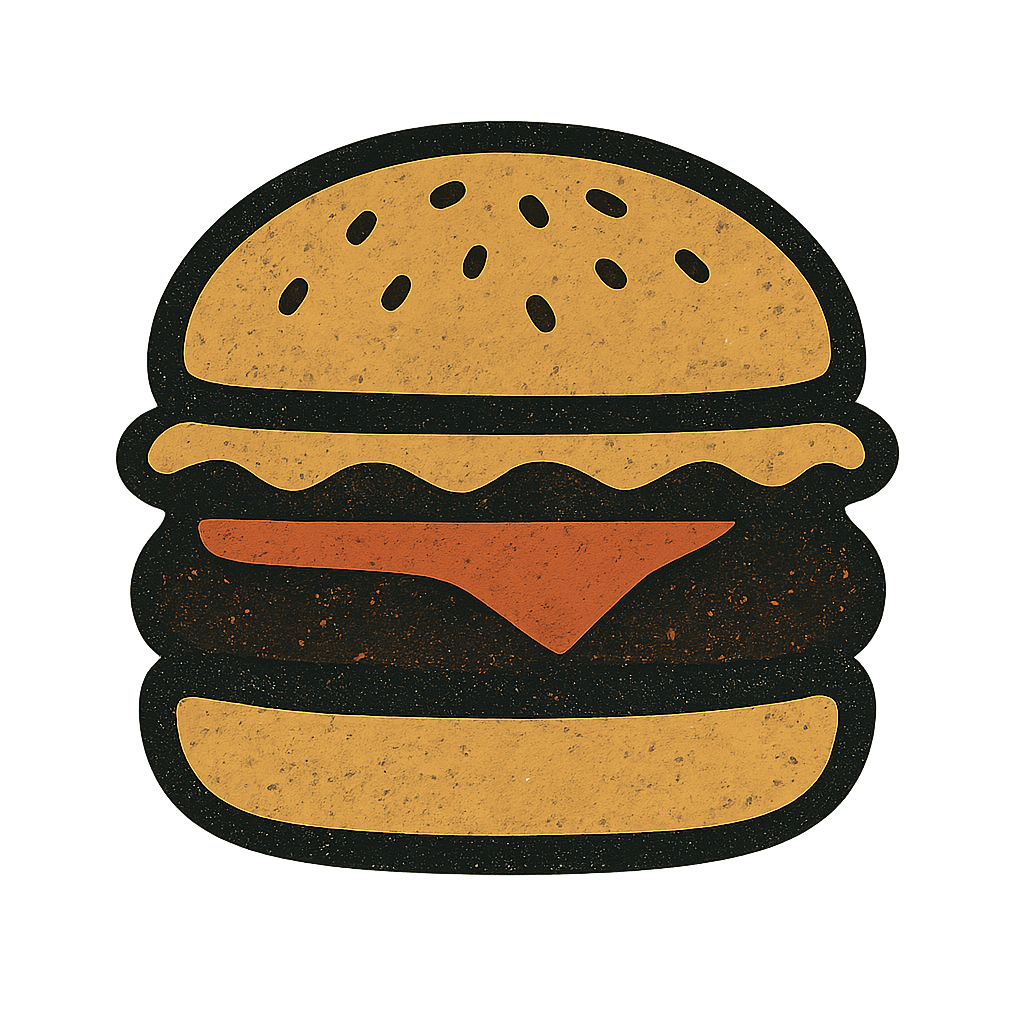 a retro burger icon
