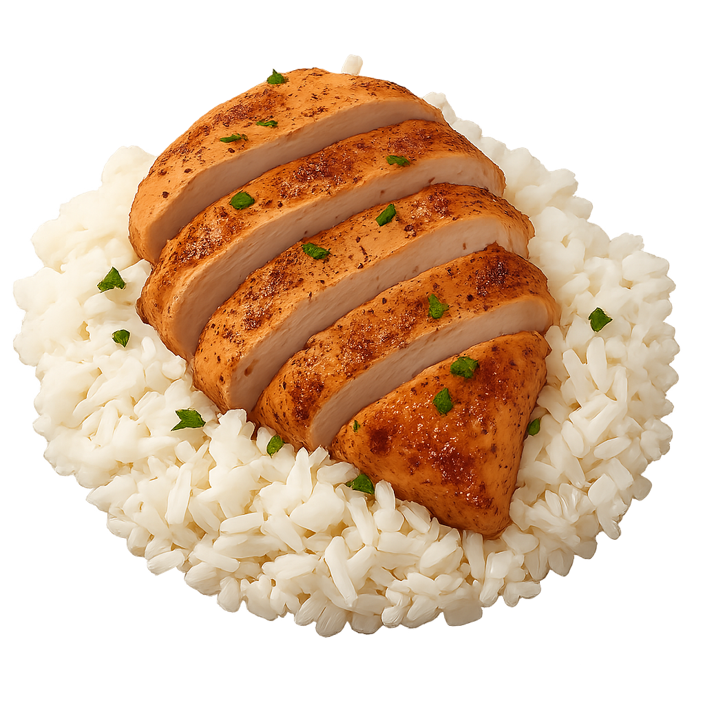 a image of chicken and rice