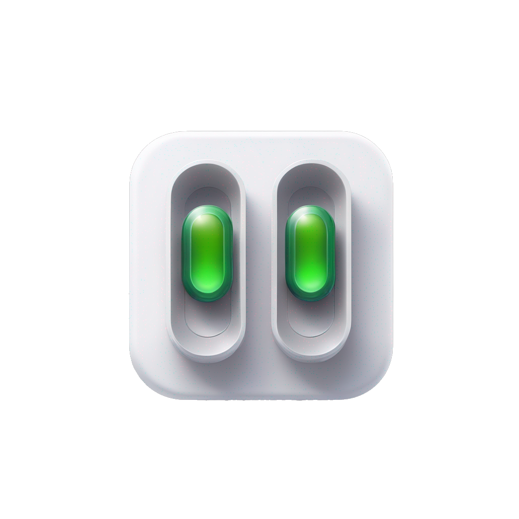 A switch with a green indicator light