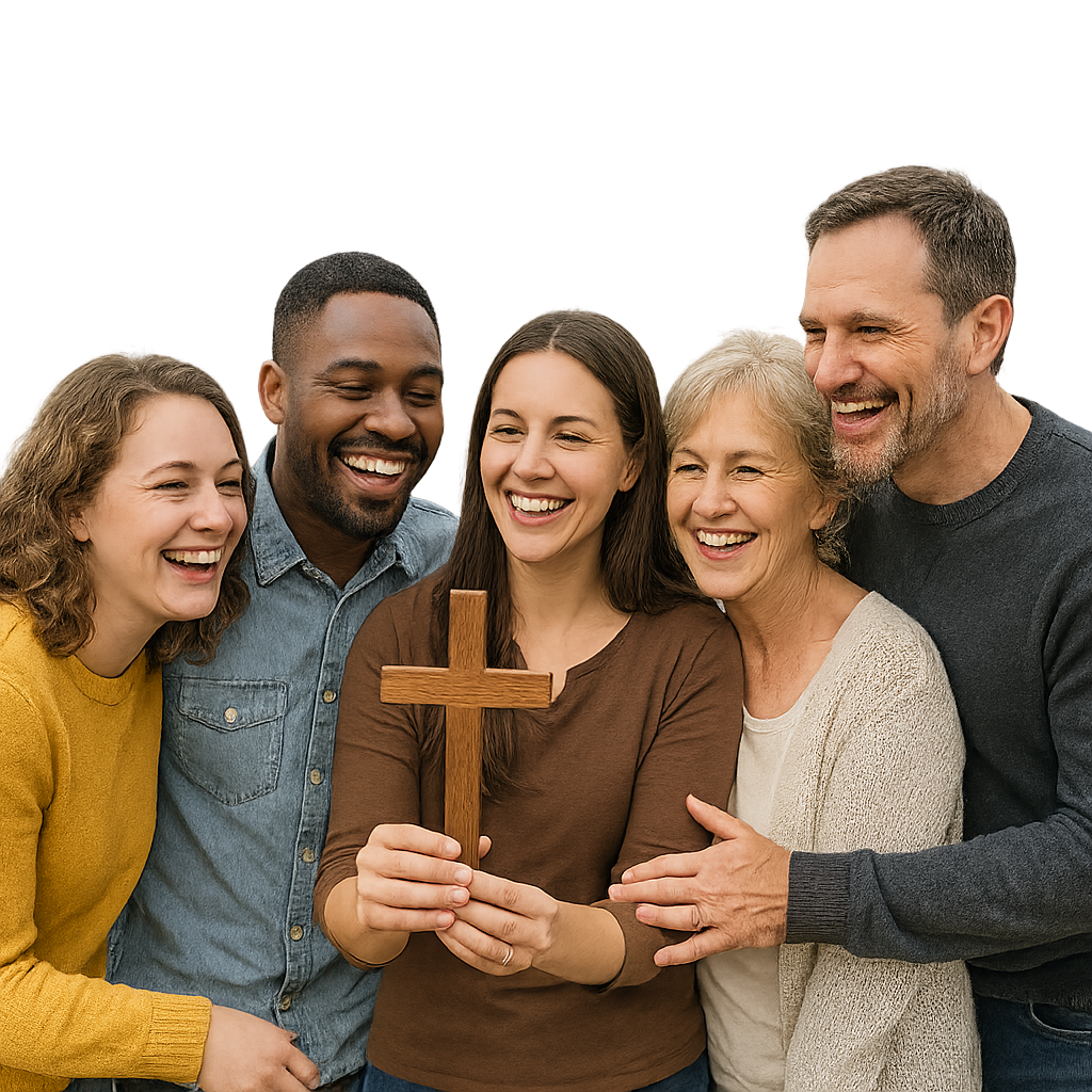 Gambar orang ber5 kristen sedang berkumpul  bahagia