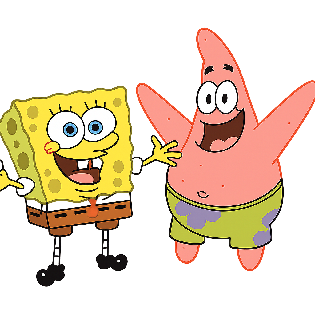 Spongebob and patrick with two hands
