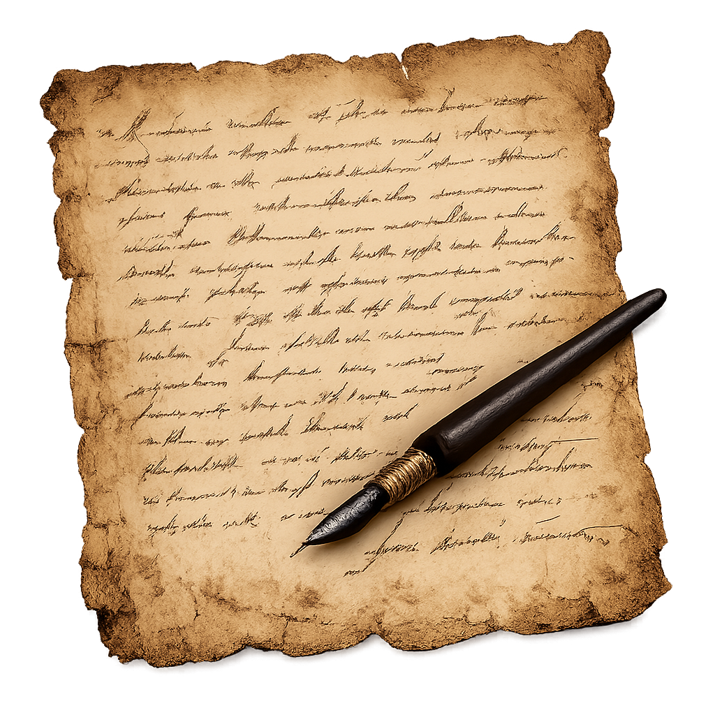 old handwriting on rustic paper with a old ink pen laying on top of it