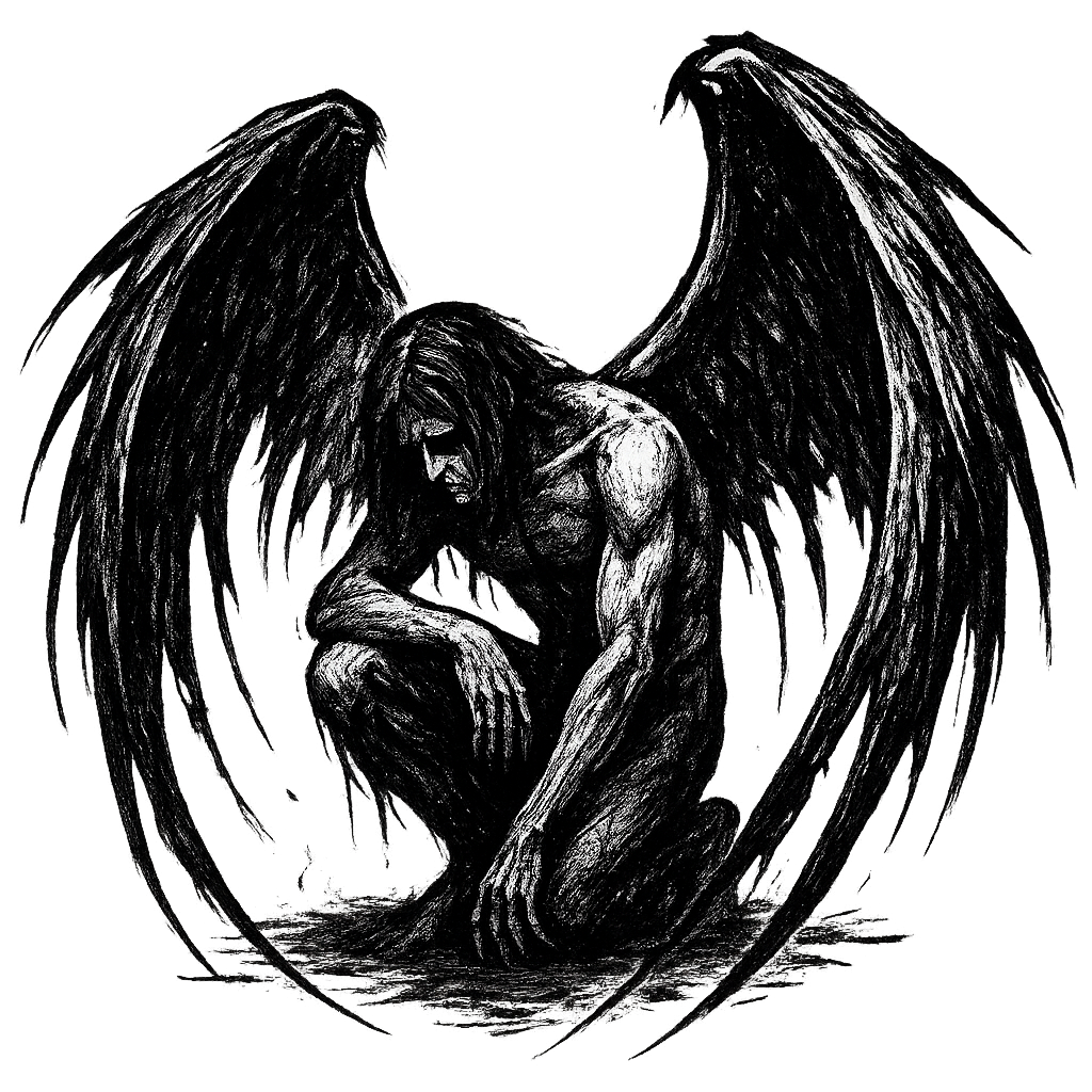 fallen angel gothic black ink art