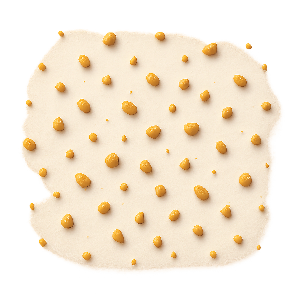 tiny roasted peanut crumbs lightly scattered in a natural random pattern, not grouped together, each crumb spaced with gentle variation like they fell naturally, warm golden peanut tones, matte texture, soft warm overhead lighting, subtle soft shadows beneath each crumb to make them appear resting on a label surface, realistic depth and crisp detail, no background, transparent PNG, clean minimal artisanal food styling, premium cozy mood , high-quality food photography style