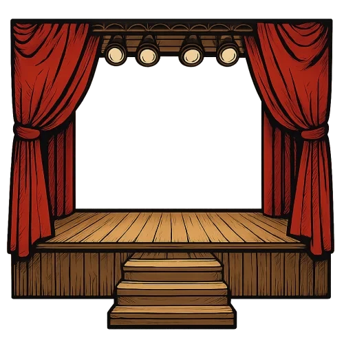 comic ilustration of a stage