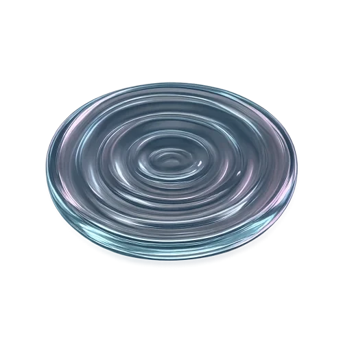 Mini glass ripple with soft neon glow, ultra-luxury, crystal-glass finish, photorealistic, centered, transparent background