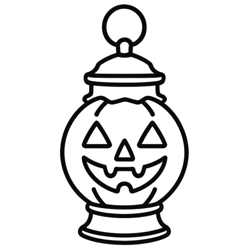 an outline of a spooky hanging halloween lantern