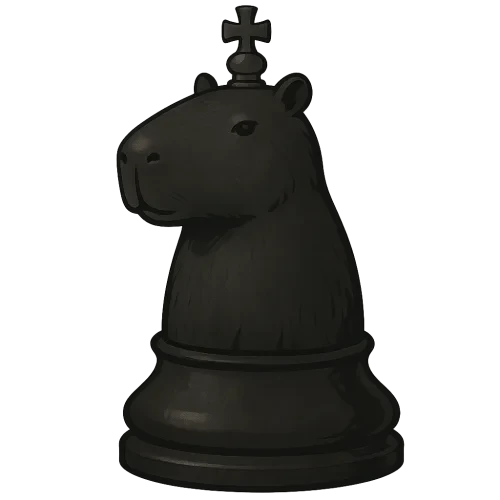 génère moi un roi du jeu d'échec mais en mode capybara en t'inspirant de celui pour la reine que tu m'as déja généré(plein et de couleur noir)