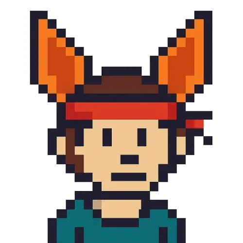 8bit style, head band with large fox ears