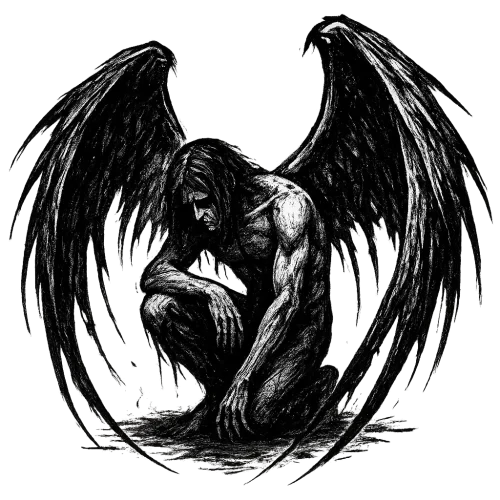 fallen angel gothic black ink art