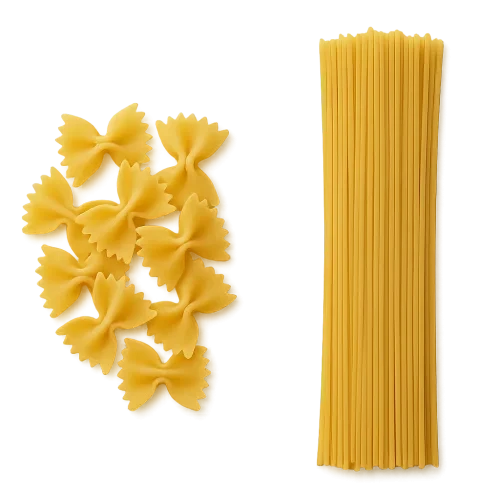 pasta being compared to spagetti