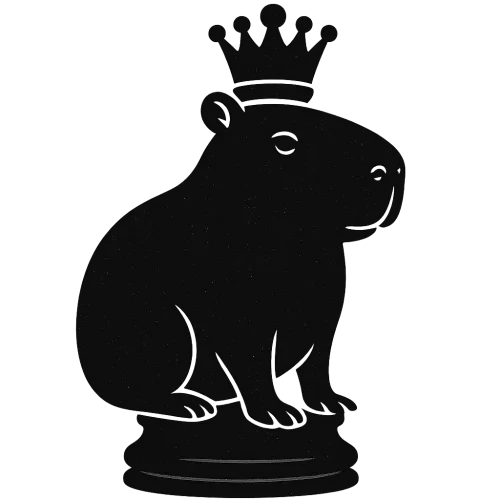 génère moi une rein du jeu d'échec mais en mode capybara en t'inspirant de celui pour le pion et le cavalier que tu m'as déja généré(plein et de couleur noir)