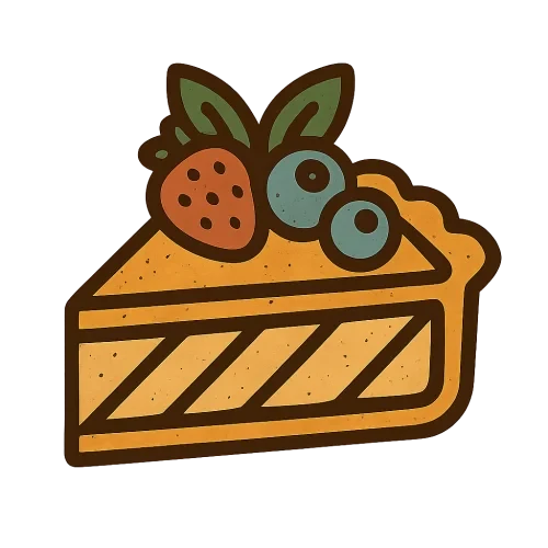 a retro piece of pie with some fruit on top icon