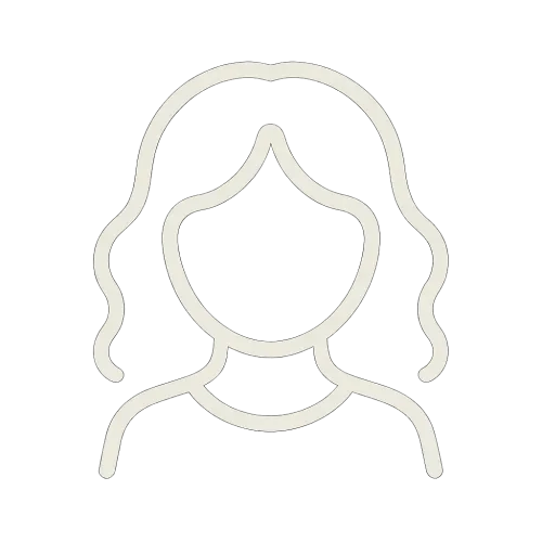 Off-white symbol of a girl with light, wavy, open hair. Minimalist style, simple lines, no facial features, clean design.