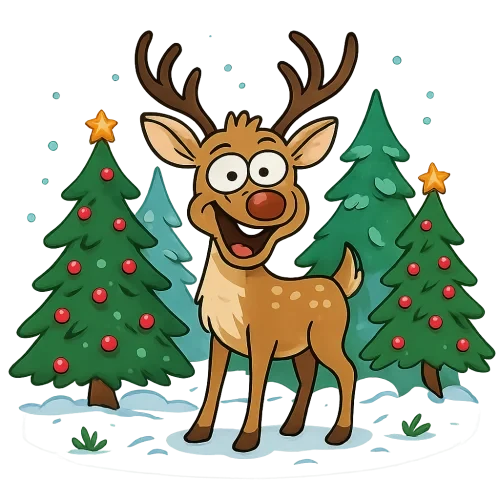 A DEER IN A CHRISTMAS FOREST FUNNY