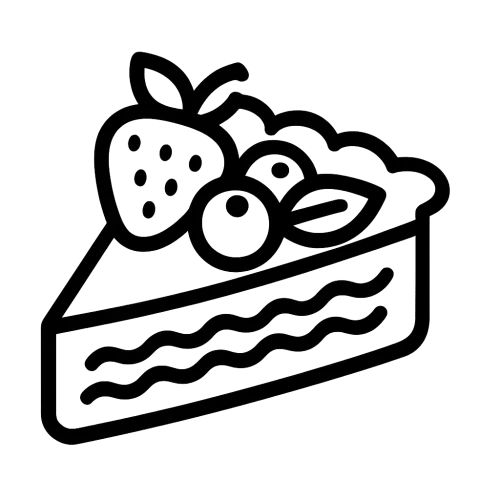 a piece of pie with some fruit on top icon