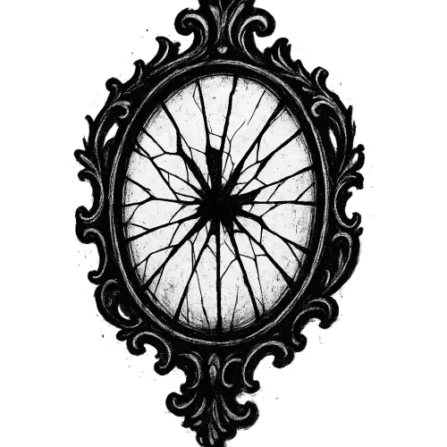 broken mirror gothic black ink art