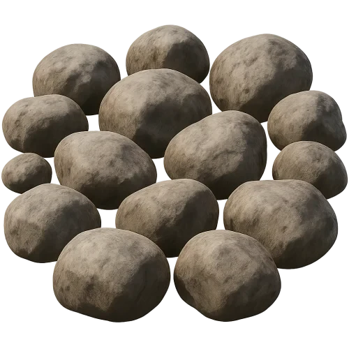 Muchas rocas abultadas