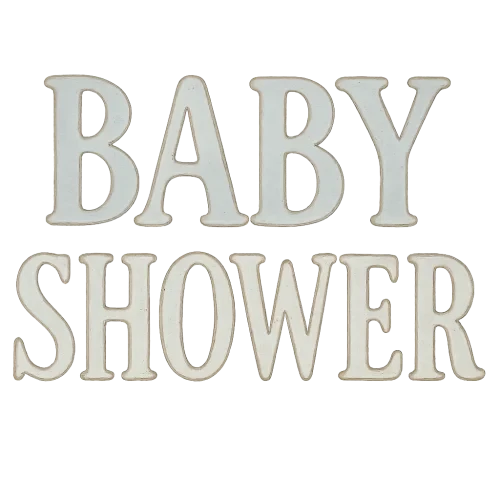 watercolor vintage hand-lettered text "BABY SHOWER", uppercase letters, soft pastel blue beige and brown tones, elegant baby style, gentle texture, hand-painted watercolor typography, transparent background, high quality