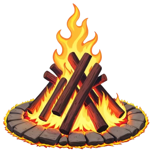 a beautifully decorated bonfire with glowing flames. Use a color palette of warm reds, vibrant yellows, and golden highlights.  The card should have a sophisticated yet festive feel, with intricate decorative borders, uhd, 128k