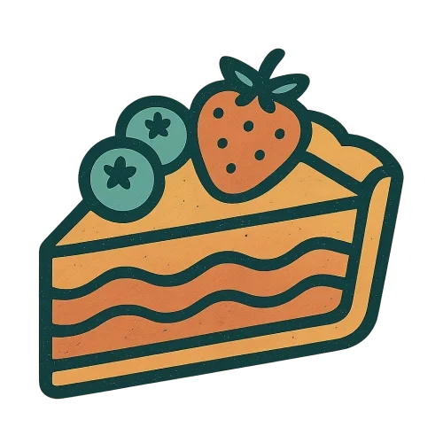 a retro piece of pie with some fruit on top icon